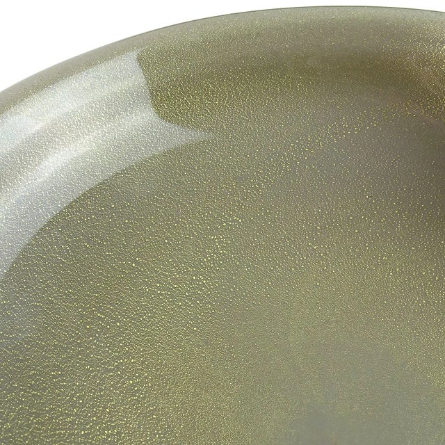 Murano Vintage Murano Alfredo Barbini Black Gray Gold Flecks Italian Art Glass Large Centrepiece Bowl For Sale - Image 4 of 6