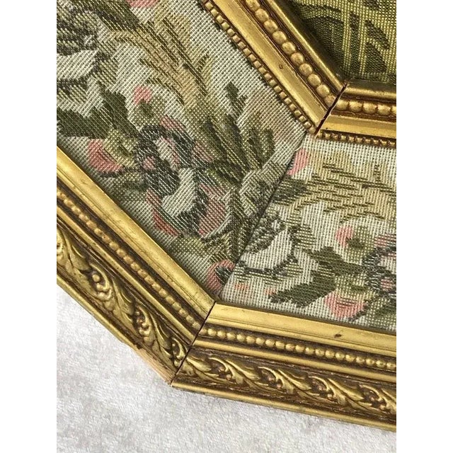 Green Vintage French Provincial Romantic Courting Couple Jacquard Woven Tapestry in Dimensional Octagon Gold Gilt Frame For Sale - Image 8 of 13