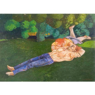 Alessio Paternesi, Couple, Oil on Panel, 1980s For Sale