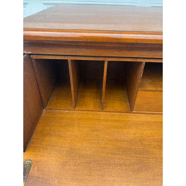 Vintage Colonial Revival Maple Secretary Desk Chest With Drop-Front Writing Surface For Sale - Image 10 of 12