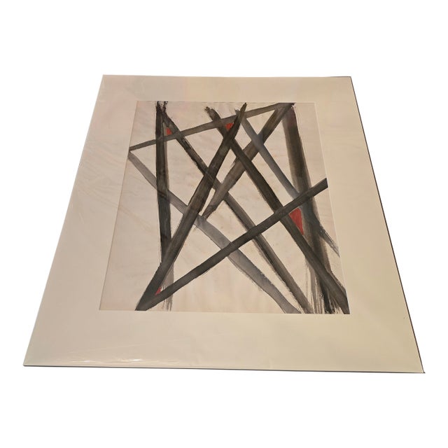 1950s Vintage Mid Century Modern Abstract Watercolor Painting For Sale