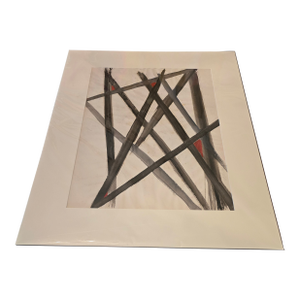 1950s Vintage Mid Century Modern Abstract Watercolor Painting