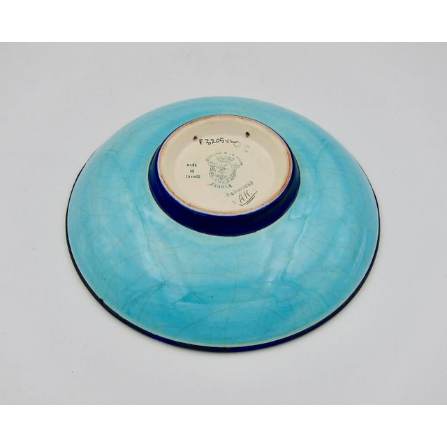 Ceramic French Emaux De Longwy Chinoiserie Footed Bowl Decorated by Albert Kirchtetter For Sale - Image 7 of 11