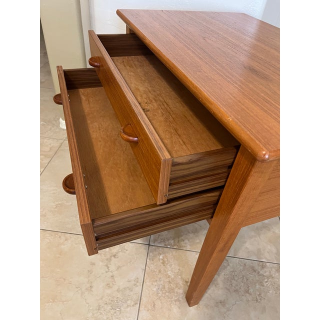 Royal Copenhagan 1960s Danish Modern Mid Century Teak Side Table With Two Drawers by Copenhagen For Sale - Image 4 of 12