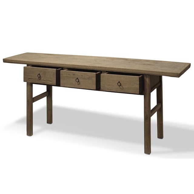 Natural Elm 3-Drawer Console For Sale - Image 3 of 8