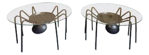 Pair of American Artisan Iron & Rebar Spider Sculptural Tables