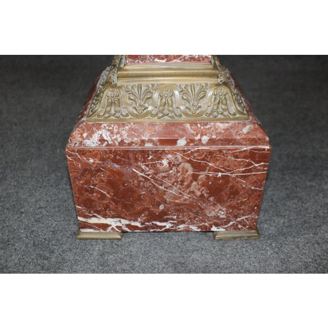 Superb Antique French Louis XV Rouge Marble and Figural Bronze Maiden Pedestal For Sale - Image 9 of 11