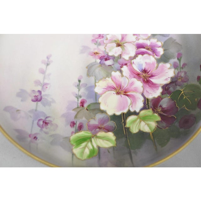 Early 20th Century Antique Nippon Hand Painted Pink Wisteria Flower Porcelain Dish W / Handles For Sale - Image 5 of 14