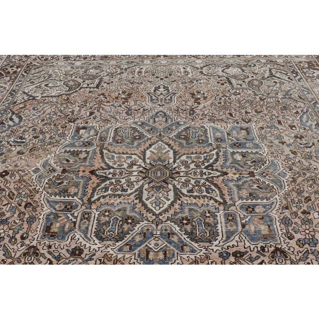 Early 20th Century Square Antique Persian Bakhtiari Rug With Central Medallion Design For Sale - Image 5 of 12