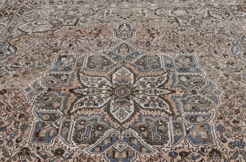 Square Antique Persian Bakhtiari Rug With Central Medallion Design Rugs
