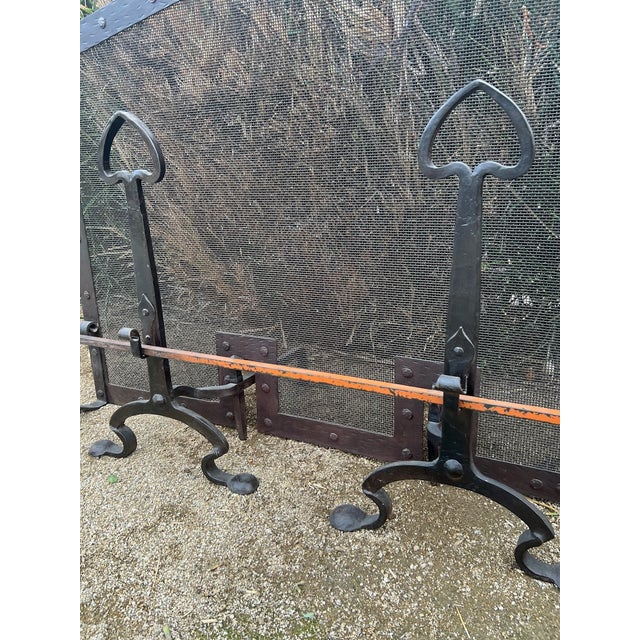 Early 20th Century Spanish Revival Fire Screen, Andirons and Poker Set - 4 Piece Set For Sale - Image 11 of 12