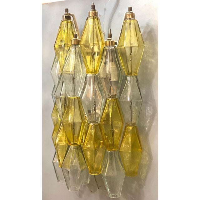 Yellow and Clear Poliedri Chandelier by Carlo Scarpa for Venini, 1980s For Sale - Image 14 of 17