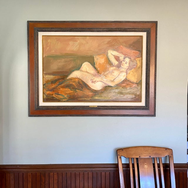 Late 20th Century Jan De Ruth "Study of a Nude Girl" Framed Oil Painting Signed For Sale - Image 5 of 10
