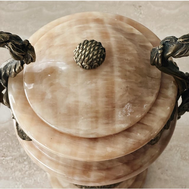 Vintage Solid Marble + Brass Urn Centerpiece For Sale - Image 6 of 7