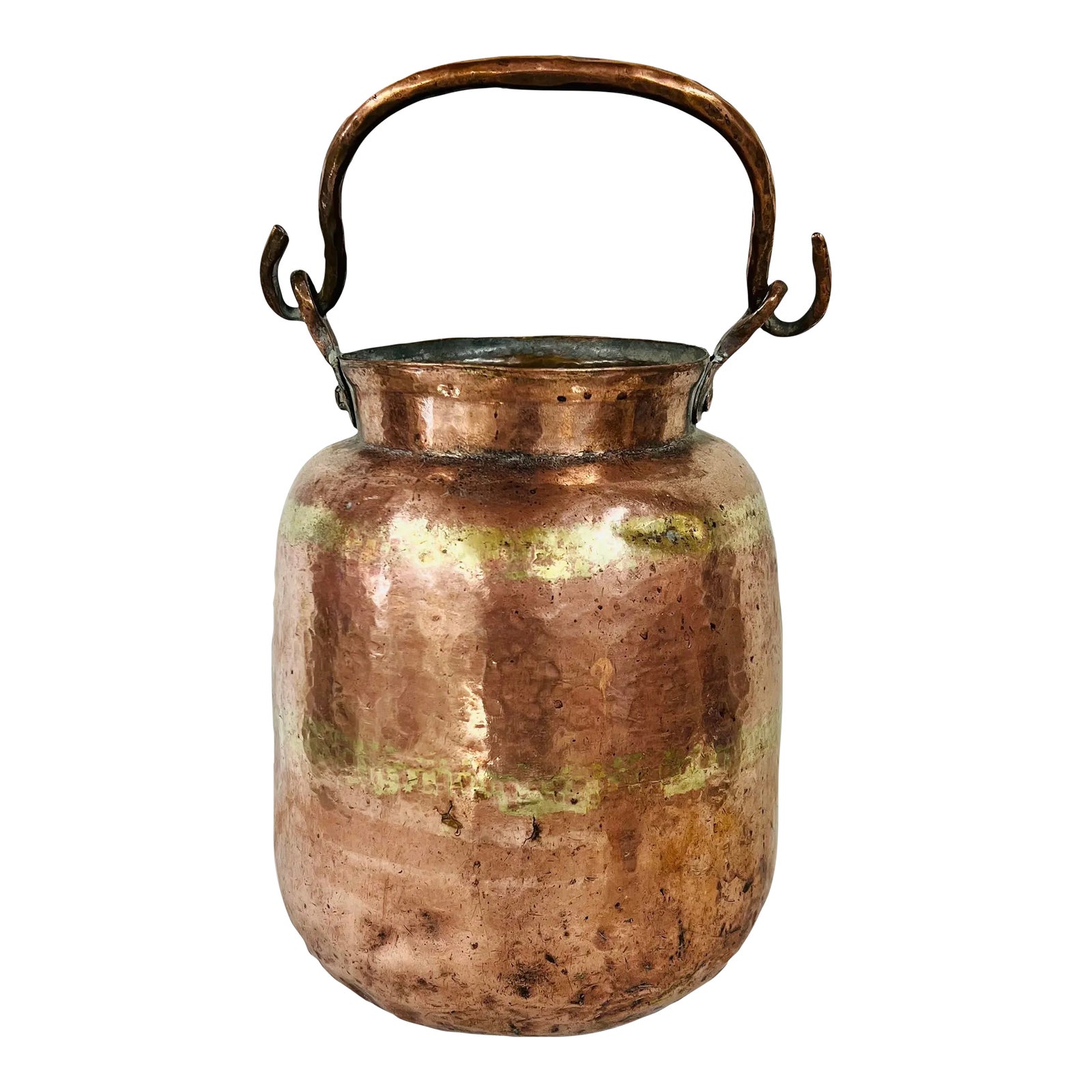 Mid Century Handmade Large Copper Container With Handle | Chairish