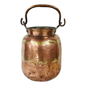 Mid Century Handmade Large Copper Container With Handle