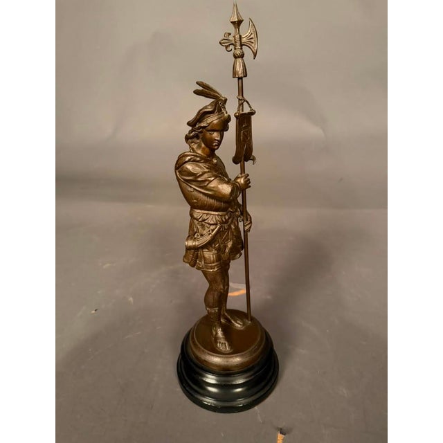 Pair of 19th Century European Bronze-Finished Soldier Figures With Ebonized Bases, Circa 1890 For Sale - Image 12 of 18