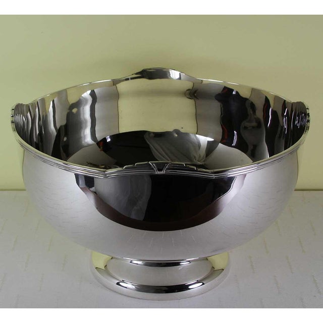 Tiffany and Co. New 1990s Tiffany Silver Punch Bowl With Jubilee Applied Border For Sale - Image 4 of 12