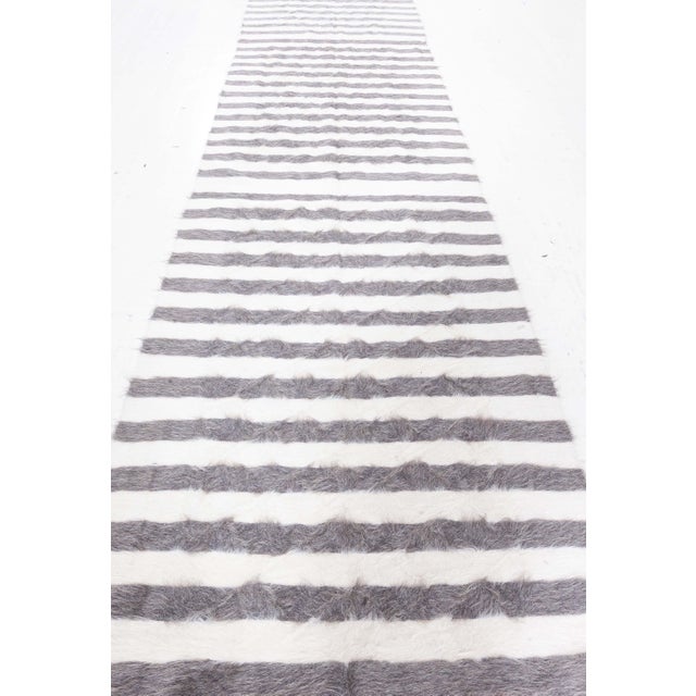Modern Hand Woven Goat Hair Runner in Ivory and Gray by Doris Leslie Blau For Sale - Image 4 of 9