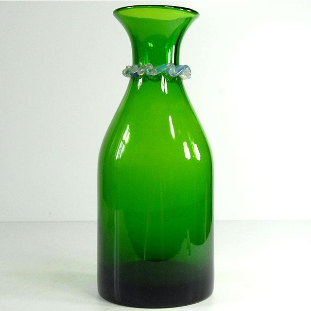 Mid-Century Modern Italian Green Glass Carafe from Empoli, 1970s For Sale - Image 3 of 7