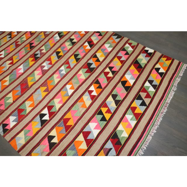 Hollywood Regency Colorful Vintage Turkish Kilim, 5'5'' X 8'11'' For Sale - Image 3 of 8