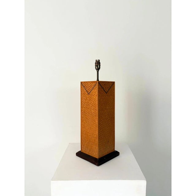 Mid-Century Geometric Rattan Lamp, Italy, 1950s For Sale - Image 4 of 10