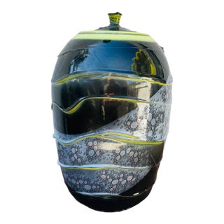 Late 20th Century Large Adrian Sandstrom Ceramic Pottery Jar With Lid For Sale