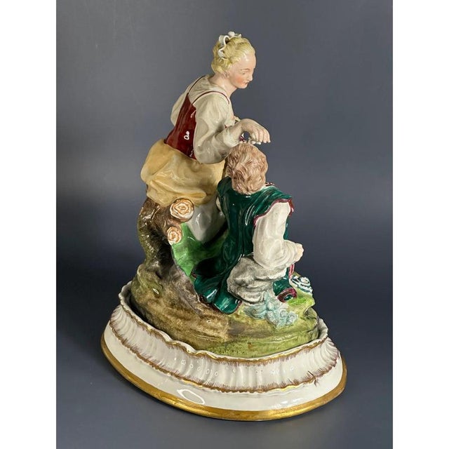 Louis XVI Style Hand-Painted Porcelain Figurine from C. H. Hispania, 1950s For Sale - Image 3 of 11