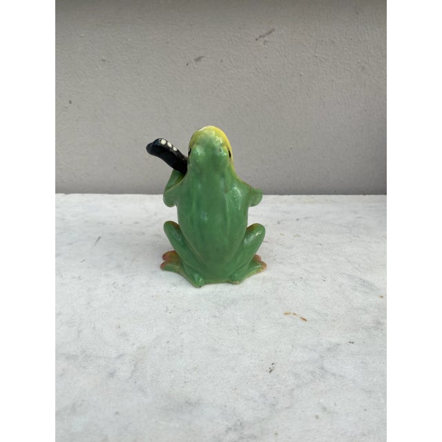 Delphin Massier Majolica Frog With Mandolin Delphin Massier, Circa 1900 For Sale - Image 4 of 8
