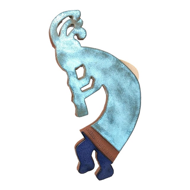 Kokopelli Enameled Southwestern Pottery 11.25" Wall Accent Decor For Sale