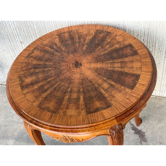 20th Century Mariano Garcia Spanish Round Side Table with Burl Top For Sale - Image 9 of 18