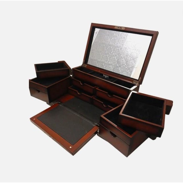 2005 Bombay Company Jewelry Chest 15x9 Compartment Drawers Cherry Wood Vintage For Sale - Image 4 of 16