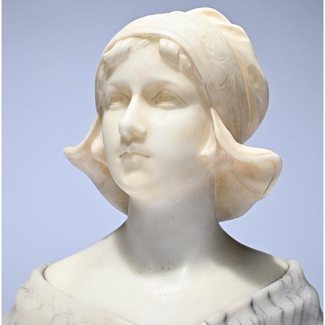 Gustave van Vaerenbergh, Bust of a Young Girl, Marble For Sale - Image 6 of 8