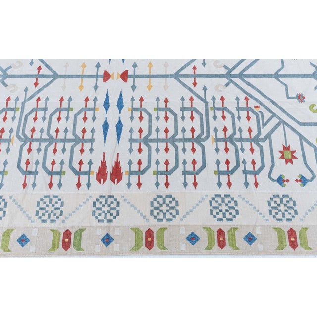 Textile "Boscage" Contemporary Dhurrie White Cotton Carpet by Doris Leslie Blau For Sale - Image 7 of 9