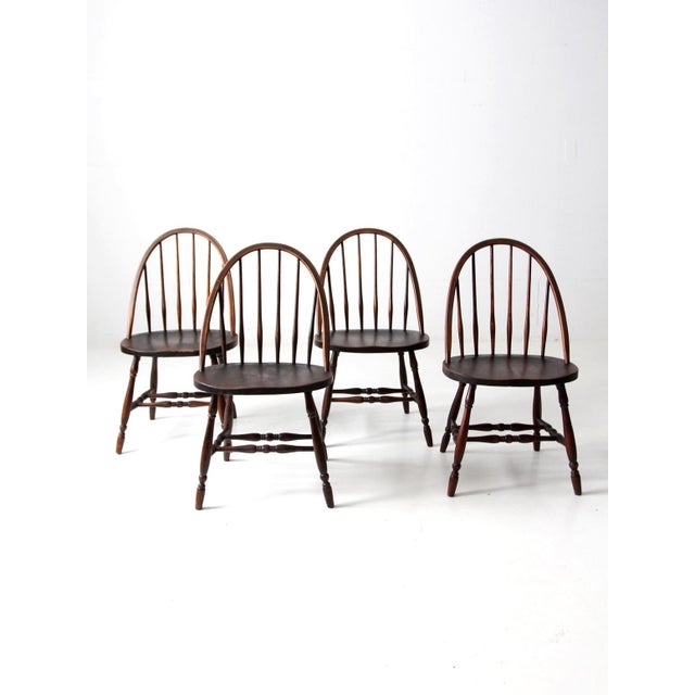Antique Windsor Dining Chairs Set of 4 For Sale - Image 4 of 14