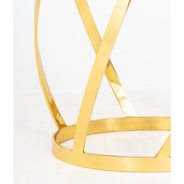 Karl Springer Karl Springer Black Glass & Brass Barrel End Table For Sale - Image 4 of 6