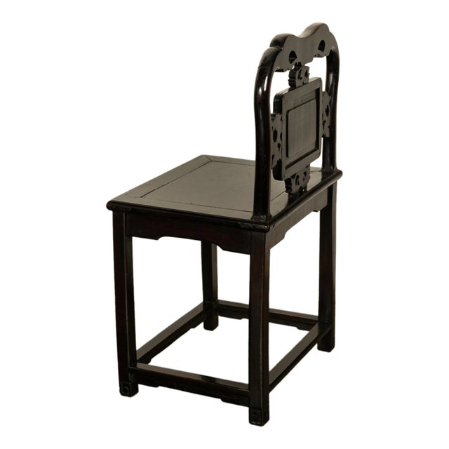 Wood Antique Chinese 19th C Qing Dynasty Inlaid Dreamstone Mother of Pearl Chair 1850 For Sale - Image 7 of 13