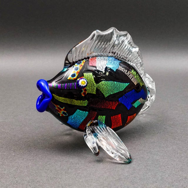 Bruce Fruend Signed Iridescent Dichroic Hand Blown Art Glass Fish Sculpture For Sale - Image 4 of 9