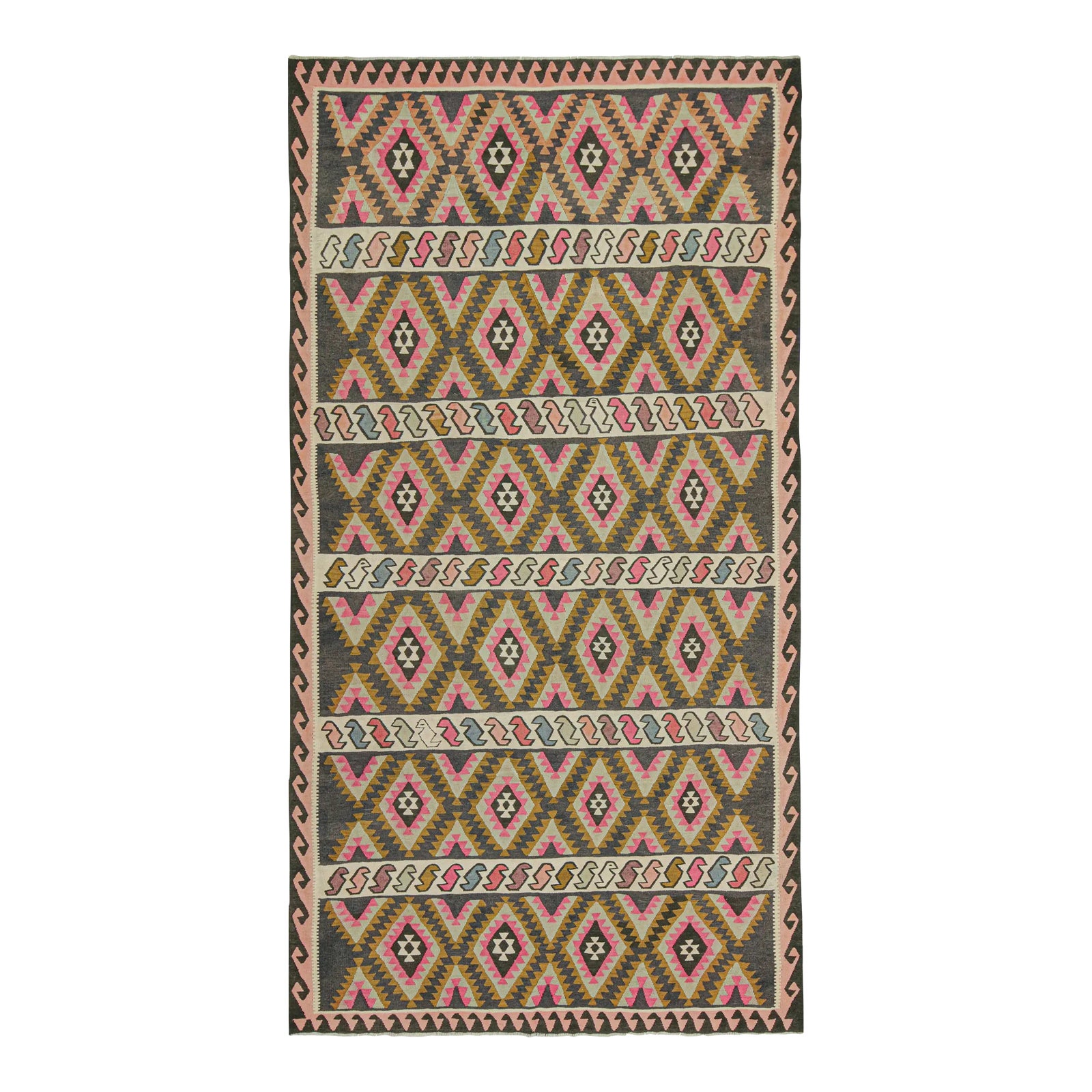 Vintage Northwest Persian Kilim in Polychromatic Diamond Patterns by ...