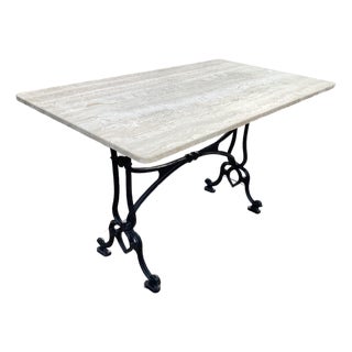 French Natural Stone & Iron Bistro Table For Sale