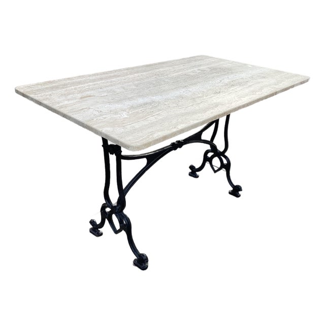 French Natural Stone & Iron Bistro Table For Sale