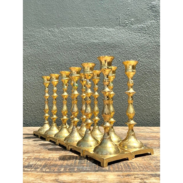 Vintage Brass Centerpiece Candles - Set of 12 For Sale - Image 4 of 12