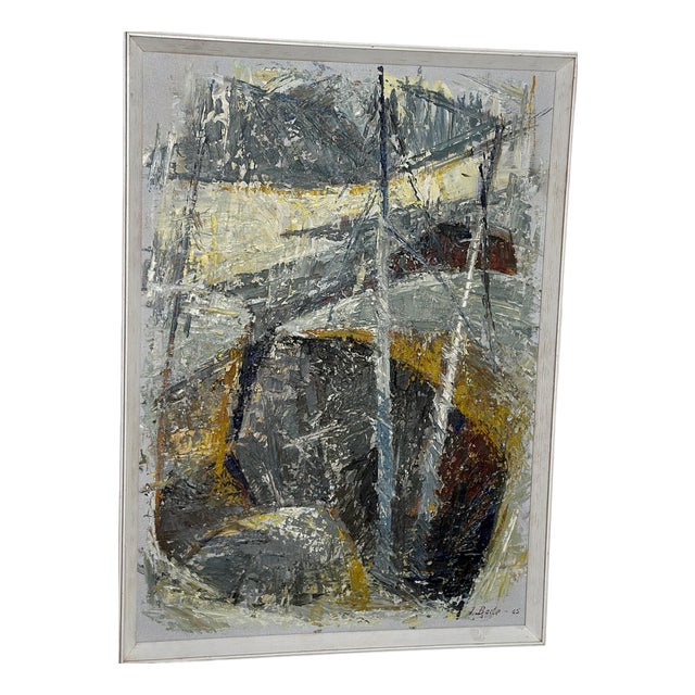 Ingrid Bade, Abstract Landscape, 1960s, Oil on Canvas, Framed For Sale
