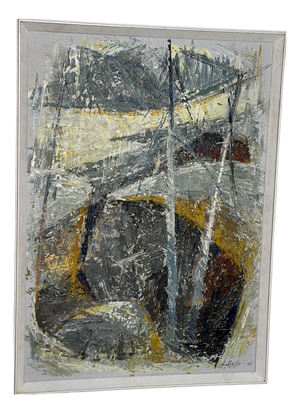 Ingrid Bade, Abstract Landscape, 1960s, Oil on Canvas, Framed