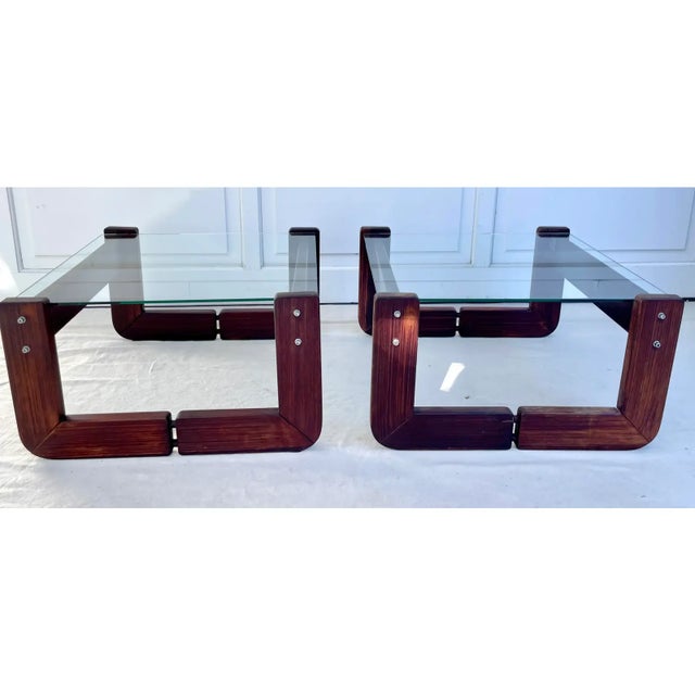 Mid-Century Modern 1970s Percival Lafer Brazilian Modernist Smoked Glass Side Tables - A Pair For Sale - Image 3 of 6
