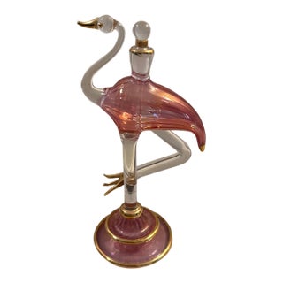 Vintage Flamingo Glass Perfume Bottle With Stopper For Sale