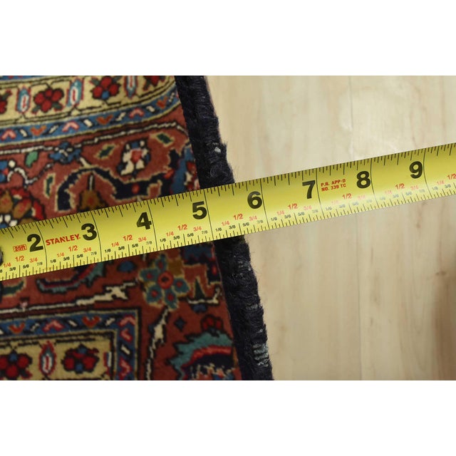 Tabriz Rug 9’10” X 12’9” Blue Wool Vintage Traditional Hand-Knotted Carpet For Sale - Image 13 of 15