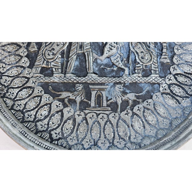 Art Deco Persian plate, Ghalamzani technique, dimensions: height 3 cm, diameter 40 cm.