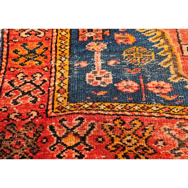 Vintage Persian Malayer Area Rug, Hand-Knotted Wool, Geometric Tribal Pattern, 4x6, Red & Blue For Sale - Image 15 of 16