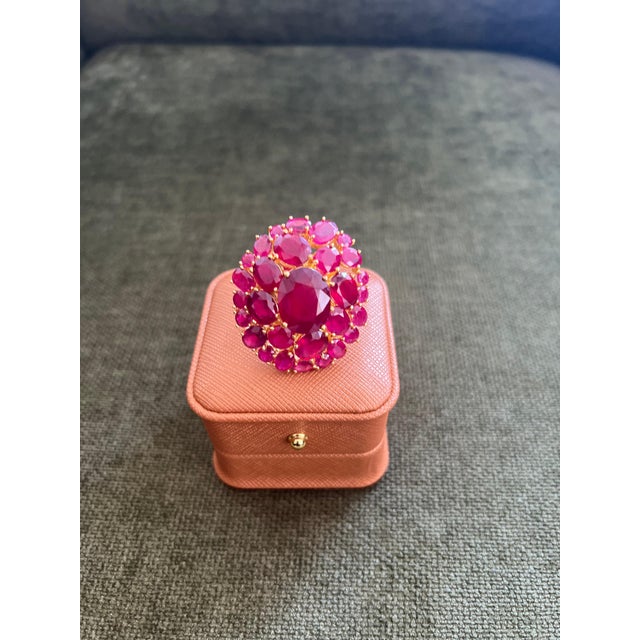 Baroque Bochic "Orient" Vintage Natural Ruby Cocktail Ring Set In 18K Gold, Certificate For Sale - Image 3 of 11